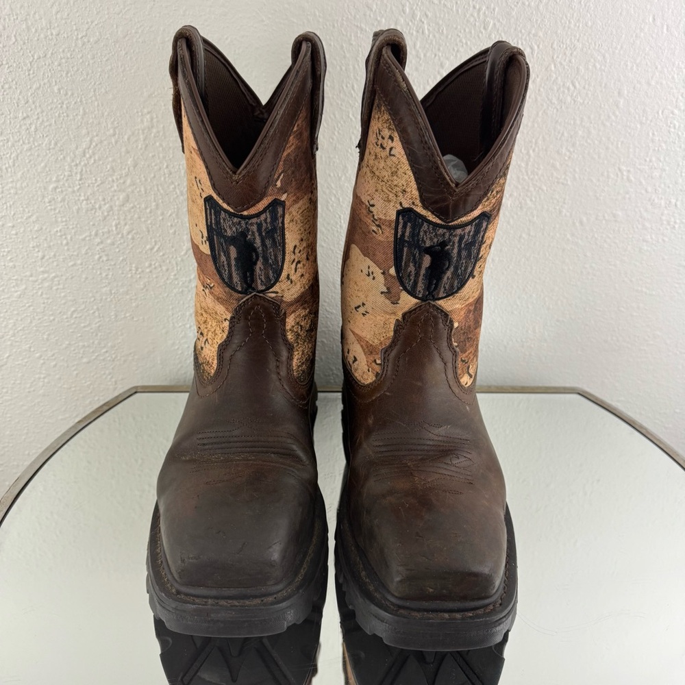 !SOLD! CODY JAMES Brown Leather Camo Flag Vibram Decimator Comp Toe Work Boots - Picture 9 of 13